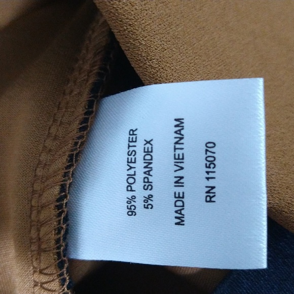 NEW! Nina Leonard Tummy Smoothing Waist Pants, Cognac w/ Black Stripe - PETITE - Picture 8 of 11